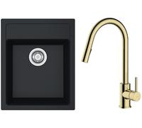 Set mitigeur de cuisine Oltens Litla 35204800, évier Tectonite Franke Sirius 114.0496.104