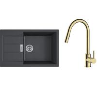 Set mitigeur de cuisine Oltens Litla 35204800, évier Tectonite Franke Sirius 2.0 143.0618.577