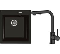 Set mitigeur de cuisine Oltens Myvat 35205300, évier en granit Oltens Gravan 72001300