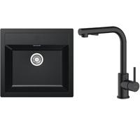 Set mitigeur de cuisine Oltens Myvat 35205300, évier Tectonite Franke Sirius 114.0205.049