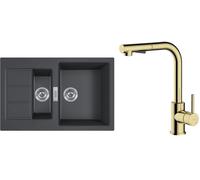 Set mitigeur de cuisine Oltens Myvat 35205800, évier Tectonite Franke Sirius 2.0 143.0618.687