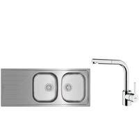 Set mitigeur de cuisine Teka ARK 239381200, évier en acier inoxydable Teka Universe 115170006