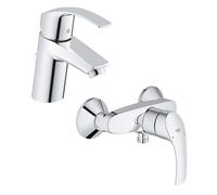 Set mitigeur de douche Grohe Eurosmart 33555002, mitigeur de lavabo Grohe Eurosmart 33265002