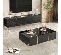 Set moderne noir brillant : meuble TV + table basse