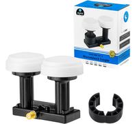 Set Monoblock LNB de Opticum 0,1dB LNC Direkt 2 Sat Astra 19,2° Hotbird 13° Full HD TV 3D Ultra HD 4K + oeillets en caoutchouc + F-plug plaqué or GRATUIT