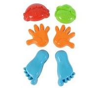 Set moules a sable formes : 2 mains 2 pieds 2 visages (garcon fille) - plastique coloris aleatoire - jouet de plage enfant