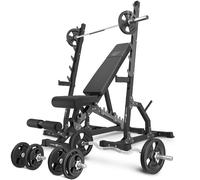 Set MS24_2.0_83KG | banc double face + supports multi-niveaux (2 pièces) + kit de barres d'haltères renforcées et de disques pour la musculation de 83 kg - Marbo Sport