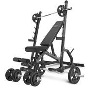 Set MS24_2.0_83KG_G | banc double face + supports multi-niveaux (2 pièces) + kit de barres d'haltères renforcées et de disques caoutchoutés pour la musculation de 83 kg - Marbo Sport