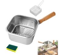 Set Multifonction Friteuse et Cuiseur - Lavage Légumes, Stockage Alimentaire, Marmite Portable Extérieur pour Frites, Poêle Acier Inox Cuisine/Camping (Two-Piece Set)