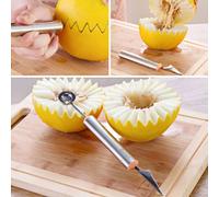 Set multifonctionnel 2 en 1 de cuillères à melon avec couteau à sculpter les fruits pour les salades et les desserts