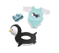 Set Natation Pingouin Pour Poupee 35-45 Cm (T Shirt De Bain, Slip, Claquettes, Bouee) - Habit Poupon, Accessoires Piscine - Ref. 69