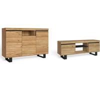 Set Naturale salle à manger, meuble auxilier, buffet-meuble TV 140cm chêne noir