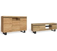 Set Naturale salle à manger, meuble auxilier, buffet-meuble TV 160cm chêne noir