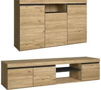 Set Naturale Buffet-Meuble Tv 160cm Chêne Noir Marron