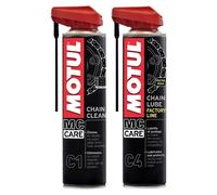 Set Nettoyage + Lubrification Chaîne Moto Routier MOTUL Mc Care C1+C4 2x400 ML