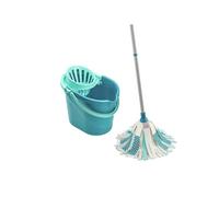 Set nettoyage sols Power Mop 3-en-1 52110 Leifheit, kit balai serpillère et seau, balai à franges microfibres triple action