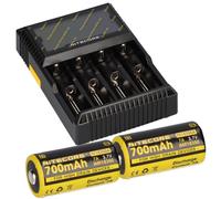 Set Nitecore D4 Chargeur + 2x Nitecore 18350 LI-ION Accumulateur