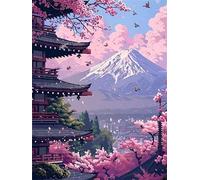 Diamond Painting Japon Paysage Peinture Diamant,Broderie Diamant Kit Complet Point de Croix,5D Diamant Painting Perle Diamant a Coller Tableau en Perles à Coller,Murale Chambre Décoration 30x40cm 338X