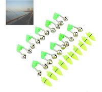 Set Of 10 Led Fishing Alarms Double Bell Fishing Tackle Accessory Night Portable Night Sea Fish Green Rod Clip Tip Fish Alarm