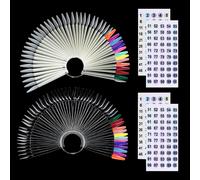 Set Of 100 Nail Colour Charts, Transparent And Natural Nail Chart With 2 Number Stickers, Semi-Permanent Nail Art Display