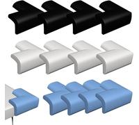 Set Of 12 Baby Corner Protectors For Babies ¿ Self-Adhesive Table Protectors ¿ Shock Protection For Babies And Children ¿ White/Black/Sky Blue