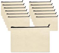 Set Of 12 Personalised Fabric Pencil Case Blank Canvas For Painting, Reusable Zip Fabric Pouch, Ideal For Personalising Gifts, Crafts, Painting, Decorating