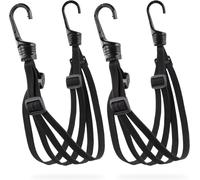 Set Of 2 4 Ropes Sliding Tensioners With Hooks-Length 60 Cm,Lashing 105 Cm-Sturdy Latex And Nylon Bicycle Tensioner-3.2 Mm Stainless Steel Hook-Black