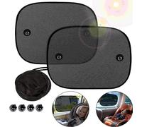 Set Of 2 Baby Car Sun Shades With Certified Uv Protection, Self-Adhesive Sun Shades For Children, Quick / Easy Installation, Storage Bag Included, Size 44 Cm X 36 Cm (Black)