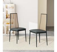Set of 2 Black Rattan Dining Chairs with Backrest Comfortable Cane Kitchen Seating Stylish Accent Chairs for Living Room Modern Home Furniture (2-Pack)