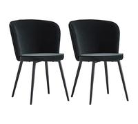 Set of 2 Black Velvet Dining Chairs Modern Curved Back Scandinavian Office Chairs Round Seat for Dining Room Living Room Meeting Room (2 Pack)