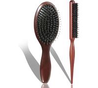 Set Of 2 Boar Bristle Hair Brushes For Women,Men,Children,Boar Bristle Hair Brush For Fine And Fine Hair,Boar Hair Brush,Improves Hair Texture