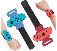 Set of 2 Bracelets Compatible with Switch Just Dance 2024 2023 2022,Band Compatible with JoyCon,Wrist Straps Handles Compatible with Nintendo Switch & OLED Model (Blue and Red)