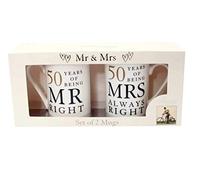 Set of 2 China Mugs 'Mr Right & Mrs Always Right