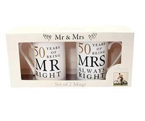 Set of 2 China Mugs 'Mr Right & Mrs Always Right