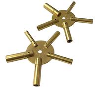 SET OF 2 CLOCK WINDING KEYS - ALL SIZES BRASS SPIDER STAR PAIR - ODD AND EVEN by Jewellers Tools
