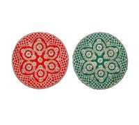 Set of 2 Decorative Round Mat Aasan Velvet Pooja Cloth Cloth with Sequence Work for Indian Traditional Multipurpose Pooja Diwali Festival Decorations Item and Article (Size:- 11" X11")(Red,Green)