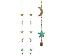 Set of 2 Door Hanging Colorful Decorative 5 Fabric Moon & Star String for Indian Traditional Festival Diwali Decorations Indoor Wall Temple Bedroom Home Party Decor Gifting Idea(Size-39)(Multicolor)