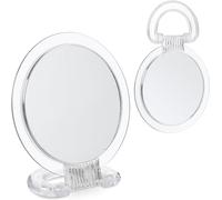 Set Of 2 Double Sided 2x Magnification Hanging & Standing Mirror With Handle, Clear