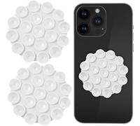 Set Of 2 Double Sided Silicone Suction Cup Holder For Mobile Phone With Suction Cups For Phone Mirror Stickers Hands Free Non-Slip For Video Selfies (White)