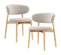 Set of 2 Ergonomic Modern Dining Chairs Upholstered Linen Stylish Long Chairs for Living Room Kitchen Restaurant Café Bistro - Wooden Frame