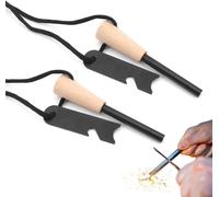 Set Of 2 Fire Starters,Natural Fire Starter Kit,Bushcraft Survival Material,Firesteel Flint Lighter Matches For Camping,Hiking,20,000 Sheaks Of Sparks