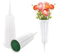 Set Of 2 Flower Foam Grave Vases With Stake,25 X 7.3 Cm,Weatherproof Grave Vase For Cemetery,Yard,Garden Decoration,White