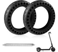Set of 2 Full Electric Scooter Tyres, 8.5 Inch, Replacement Wheels Double Thickness Accessory with 1 Mounting Levers, Scooter Tyre Valve Reinforced Rubber Tyre for M365