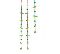 Set of 2 Indian Traditional Door Hanging 5 Wooden Birds Tota Parrot String with Bell for New Year Decoration for Home Wall Temple Bedroom Kids Room Diwali Decor Decorations(Size :- 30" Approx)