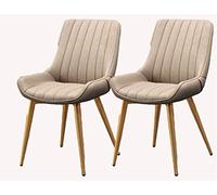 Set of 2 Leather Dining Chairs with Metal Legs Comfortable Cushions & Backrest for Living Room Bedroom Office Reception Area (Gold Legs Camel Color)