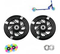 Set Of 2 Light Up Scooter Wheels For All Scooters, Black, With 100 Mm Wheels, Bright