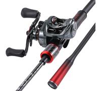 Set Of 2 Low Profile Fishing Rods And Medium Reel 1.8m