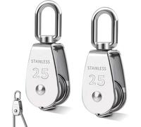 Set Of 2 M25 Lifting Pulley, Stainless Steel 304 Pulleys, 360° Swivel Stainless Steel Pulley, Rope Pulleys With 1 Ball Bearings, Steel Idler Pulley, Maximum Load: 150 Kg