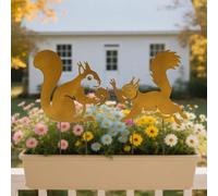 Set of 2 Metal Squirrel Garden Stakes for Planting Rust-Look Autumn Garden Decoration Garden Decoration for Outdoor Garden Balcony Decoration