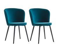 Set of 2 Modern Curved Back Velvet Dining Chairs Blue-Green Scandinavian Style Round Seat for Dining Room Office Living Room Meeting Room (2 Pack)